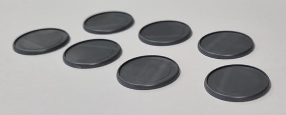 Warlord Games 75 x 25mm Round Lipped Plastic Bases for Tabletop Miniatures - Grey