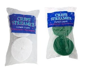 Green and White Crepe Paper Streamers (2 Rolls Each Color) MADE IN USA!