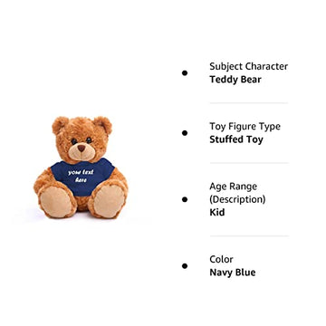 Plushland 11' Teddy Bear - Personalized Stuffed Animal Gift For Mother'S Day, Valentine'S, Graduation, Birthday (Mocha Bear, Navy Blue)