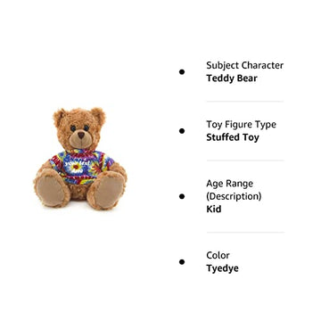 Plushland Teddy Bear 11 Inch, Stuffed Animal Personalized Gift - Great Present For Mothers Day, Valentine Day, Graduation, Birthday,Anniversary, Get Well,Christmas (Mocha Bear, Tyedye)