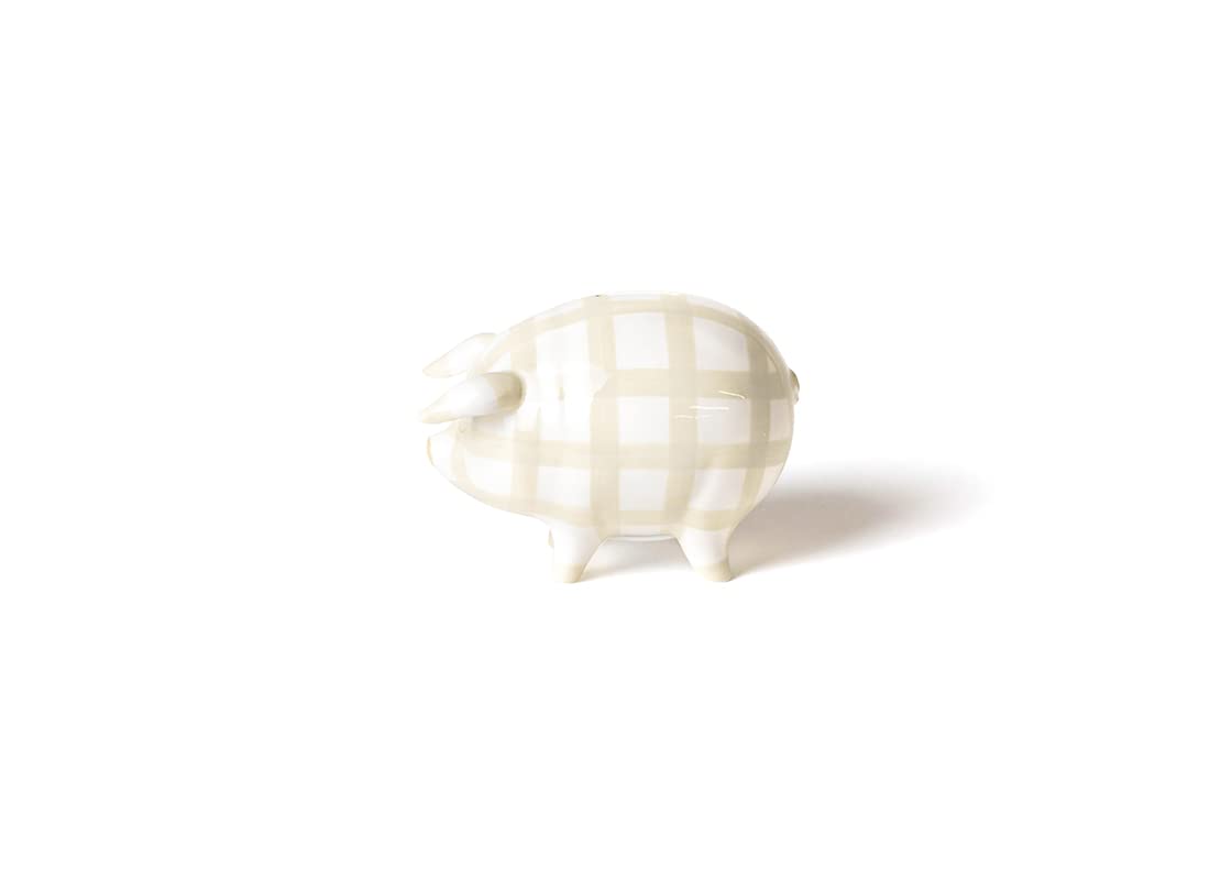 Gingham Piggy Bank Ecru