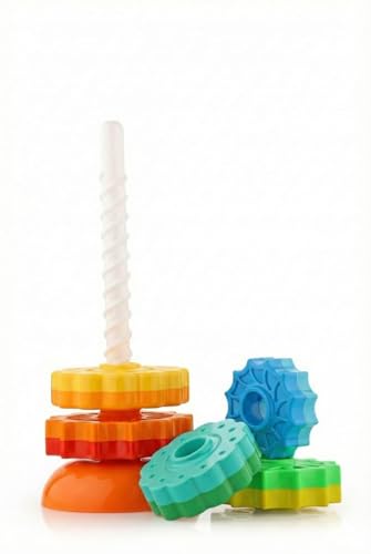 Sukan Tex Stacking Toy Set With Colorful Textured Rings, Spiral Rod, Educational Sensory Play, MultiColor