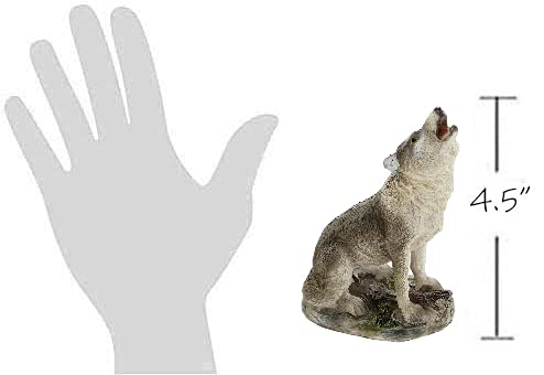 The Bridge Collection Small Howling Wolf Figurine - Resin Gray Wolf Howling Statue For Tabletop Decor