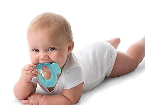 Nuby Silicone Teethe-Eez Teether With Bristles (Blue-2 Count)