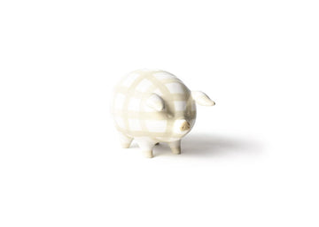 Gingham Piggy Bank Ecru