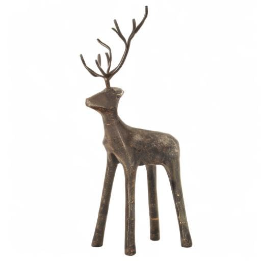 Creative Co-Op Metal Standing Deer Figures And Figurines, Grey