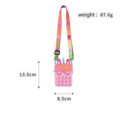 Gifts For Kids Rainbow Unicorn Purse Bag For Girls And Women, Fashion Pop Purse Push Bubbles Fidget Toy, Wallet Ladies Bag Silic