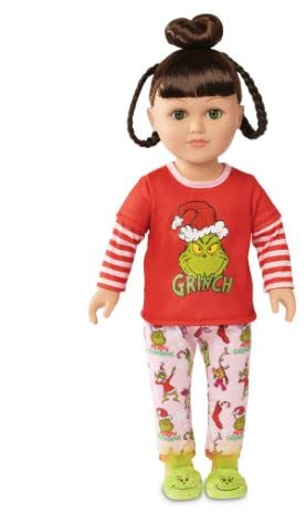 My Life As Grinch Sleepover 18 Inch Doll Christmas Holiday Collectible W/Bonus (Brunette/Green)