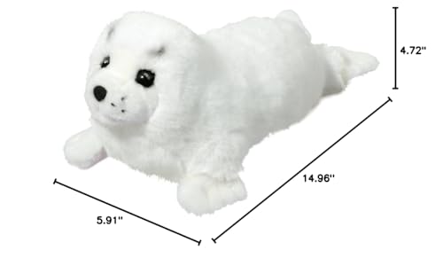 Douglas Twinkle Harp Seal Pup Plush Stuffed Animal, 15" Long, White, Model 273, Soft Plush Material