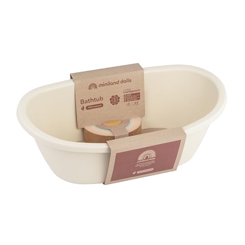 Miniland Bathtub and Rainbow Sponge Set - Bioplastic, Beige, 15 3/4 inches, Model 31100