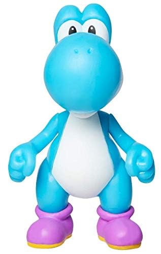Super Mario Action Figure - 2.5 Inch Light Blue Yoshi Collectible Toy, Sapphire Blue, Model 405464, Plastic Material