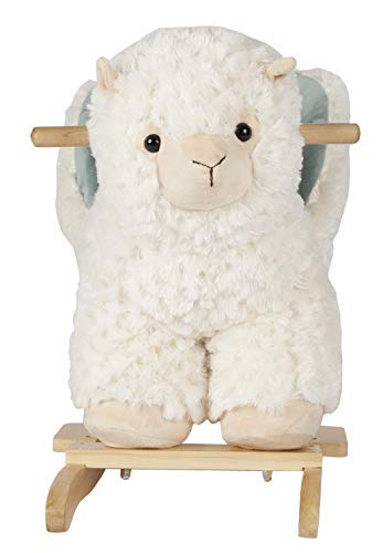 Rock My Baby Baby Rocking Horse Alpaca Llama With Chair, Plush Stuffed Animal Rocker, Wooden Rocking Toy Llama Animal Ride On Fo