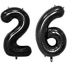 CollectiveMed. Number Foil Balloon 16 Inch  Black Colour (BLACK26)