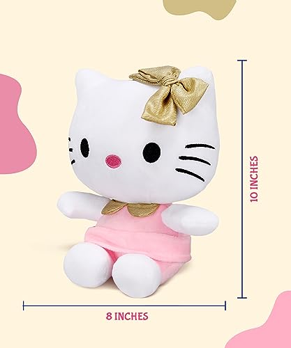 Hello Kitty In Pink Outfit And Golden Bow