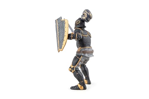 Papo Armored Black Knight Figure - 8cm Plastic Toy - Black, Model 39275