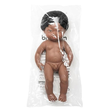 Miniland Educational Anatomically Correct 15'' Baby Doll, Down Syndrome African-American Boy, Brown/Black