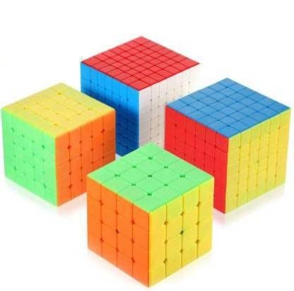 Qwick Click Kid Professional High Stability Smooth Cube 4X4, 5X5, 6X6 And 7X7 Magic Puzzle Combo Cube Set (4 Pieces)