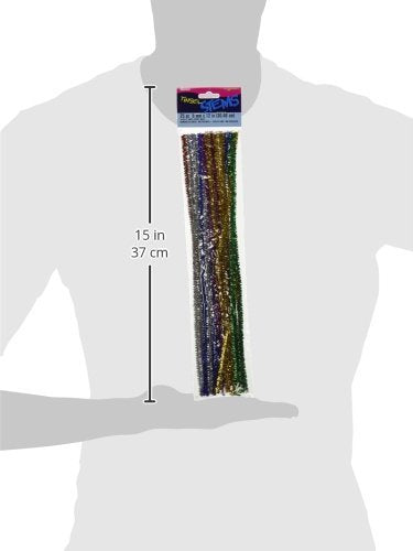 Darice 10424-11 Chenille Tinsel Stems Assorted 6Mmx12In 25Pc, 25 Piece (6mm x 12in)