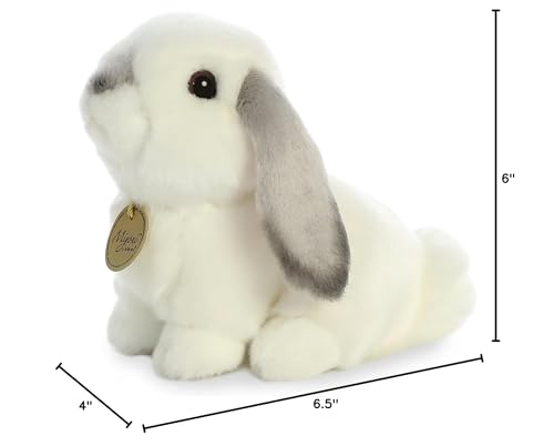 Aurora® Realistic Miyoni® Lop Eared Rabbit Stuffed Animal - Lifelike Detail - Cherished Companionship - Grey 8 Inches