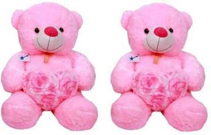 Nihan Enterprises 2 Feet Combo of Cute Lovable Stuffed Spongy Hugable Rose Teddy Bears  60 cm(Pink)