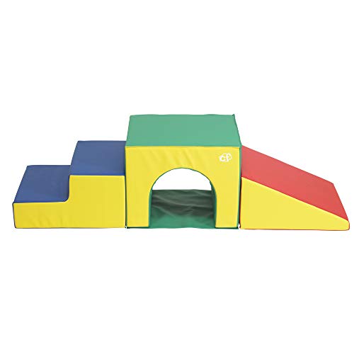 Children'S Factory-Cf805-173 3 Piece Over & Under Tunnel Climber, Foam Indoor Toddler/Baby Crawling/Climbing Toys For Playroom/Homeschool/Classroom, Primary