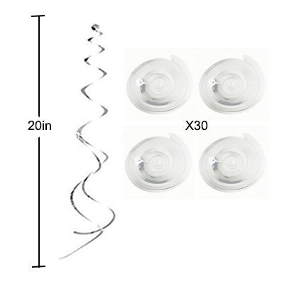 AimtoHome Party Swirl Decorations, Hanging Swirl for Ceiling Decorations, Silver, Pack of 30