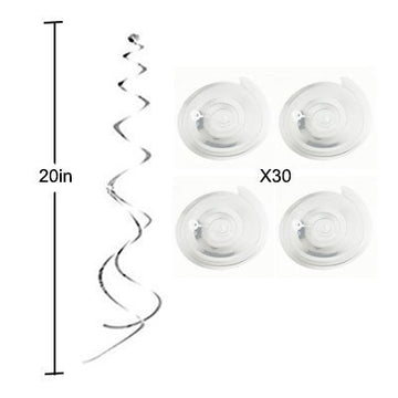 AimtoHome Party Swirl Decorations, Hanging Swirl for Ceiling Decorations, Silver, Pack of 30