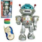 PowerTRC RC Dancing Robot - 11" Silver Plastic Model SS-AZT-RBSX with Missile Disc Launcher