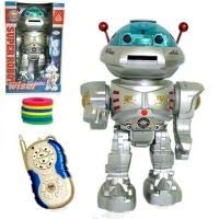 PowerTRC RC Dancing Robot - 11" Silver Plastic Model SS-AZT-RBSX with Missile Disc Launcher