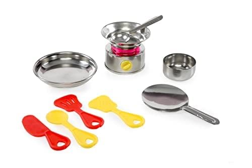 Sunny Welcome Kitchen Set  11 Pieces Cute Mini Toy Kitchen Stainless Steel Utensils Non Toxic Indian Kitchen Set for Girls Age 