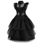 Chektin Black Costume Dress for Girls Halloween Costumes Kids Cosplay Family Birthday Party with Accessories 6-7 Years