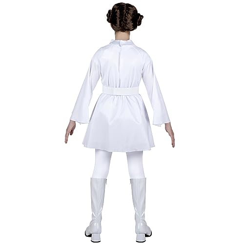 Star Wars Princess Leia Official Youth Halloween Costume - Hooded Dress With Belt And Wig (M) Multi