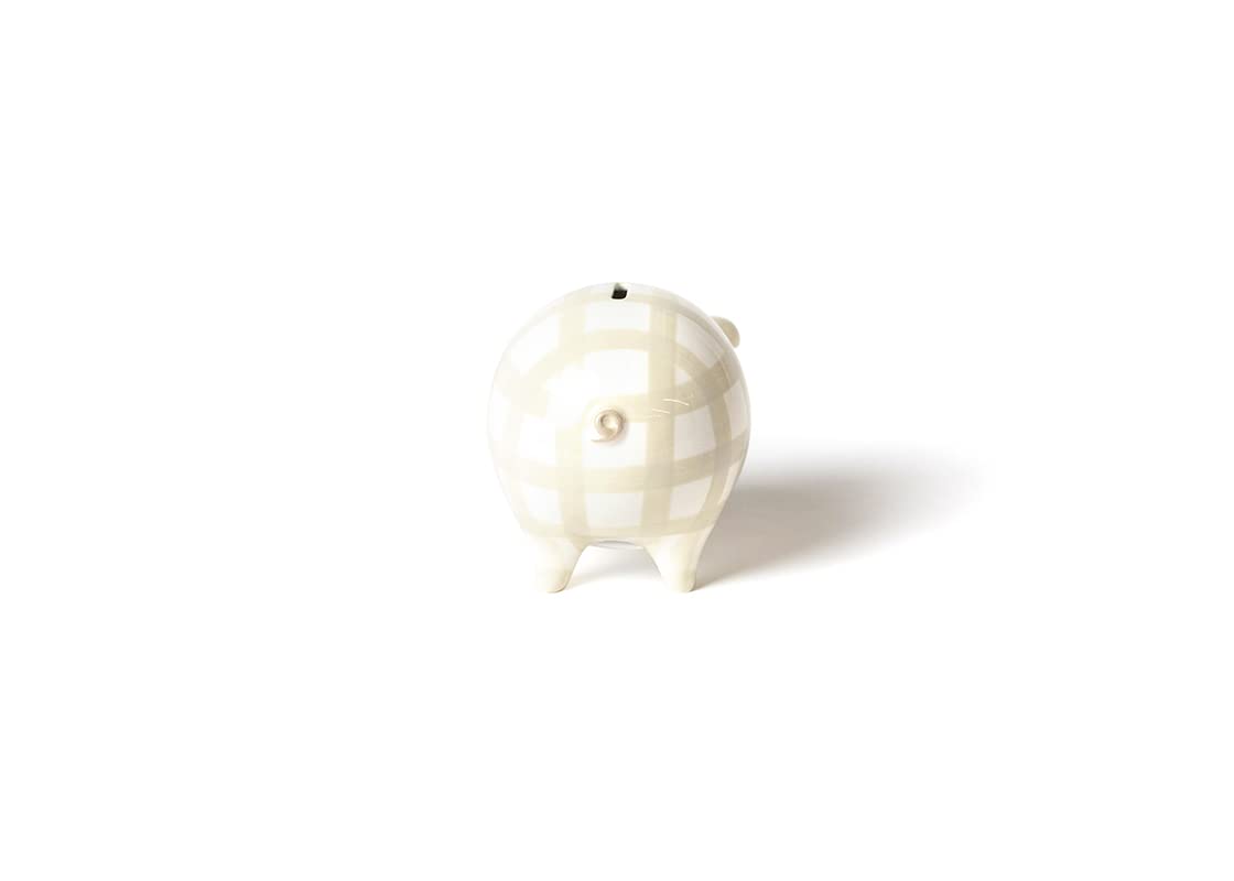 Gingham Piggy Bank Ecru