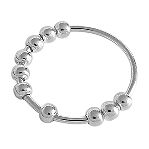 Loom Tree 4Xrotatable Silver Stress Relief Ring Anti Stress Sensory Toy For Women Men 15.4Mm