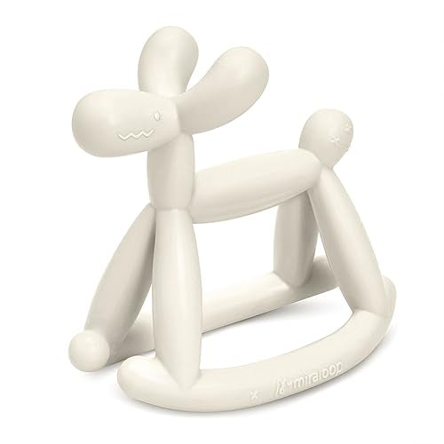 MIRALOOP Teething Toy - Food Grade Silicone Rocking Teether for 0-18 Months, Odorless, Milk White