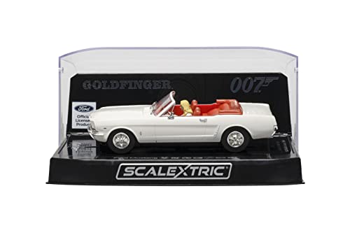 Scalextric James Bond Goldfinger White Ford Mustang 1:32 Slot Race Car C4404