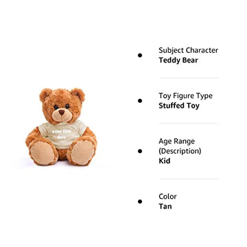 Plushland Teddy Bear 11 Inch, Stuffed Animal Personalized Gift - Great Present For Mothers Day, Valentine Day, Graduation, Birthday,Anniversary, Get Well,Christmas (Mocha Bear, Tan)