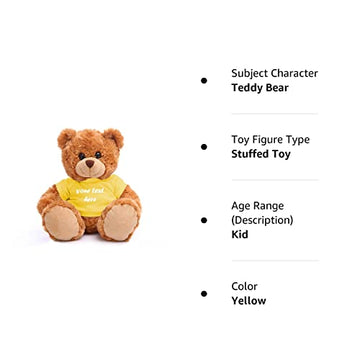 Plushland Teddy Bear 11 Inch, Stuffed Animal Personalized Gift - Great Present For Mothers Day, Valentine Day, Graduation, Birthday,Anniversary, Get Well,Christmas (Mocha Bear, Yellow)