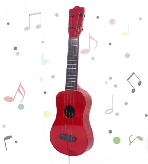 BarodianS Red Plastic 4String Acoustic Guitar Toy For Kids  Early Musical Learning Instrument