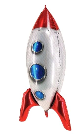 SelfStanding 4D Red Rocket Foil Balloon  Outer Space Themed Helium Balloon for Kids Toys, Baby Showers, Birthday Parties, and 