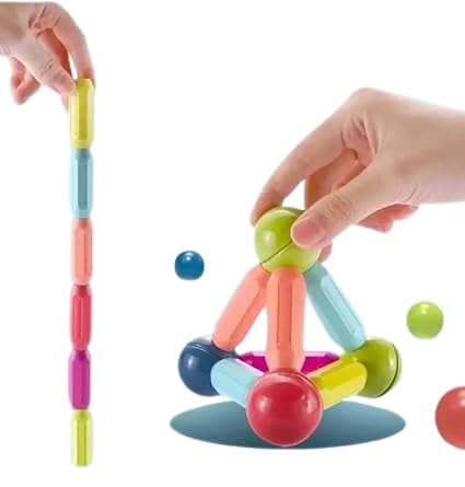Brainwave 36 Pieces Magnetic Sticks And Balls Building Set | Colorful Construction Toy For Kids | 3D Magnet Block Set For Creati