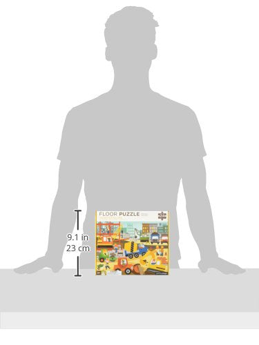 Petit Collage Floor Puzzle Construction Site 24 Pieces | Large Puzzle For Kids | Completed Puzzle 18' X 24' | Great Gift For Kids 3+