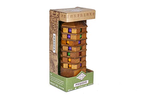 Project Genius 3D Wood Puzzle - Chinese Pagoda Mechanical Maze Brainteaser for Kids 8+, Teens & Adults - Model TG311, Multi Color