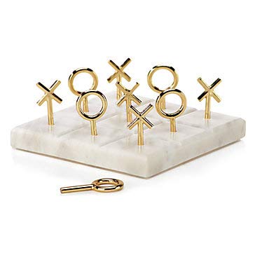 NikkisPride Handmade Marble Board Game with Pure Brass X and 0 Pieces Diwali Gift Christmas Gift (Design 1)