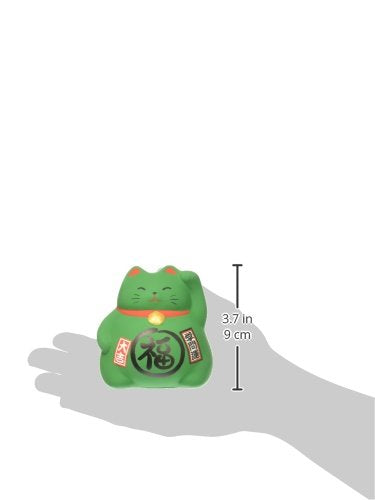 Japanbargain Ceramic Maneki Neko Feng Shui Fortune Lucky Cat Collectible Figurine Made In Japan, Promote Prosperity (1, Green)