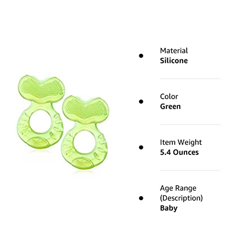 Nuby Silicone Teethe-Eez Teether Ncludes Hygienic Case (Green (Pack Of 2))