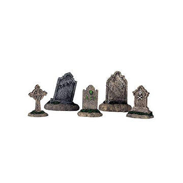 Lemax Halloween Spooky Town Set Of 5 Tombstones #44145