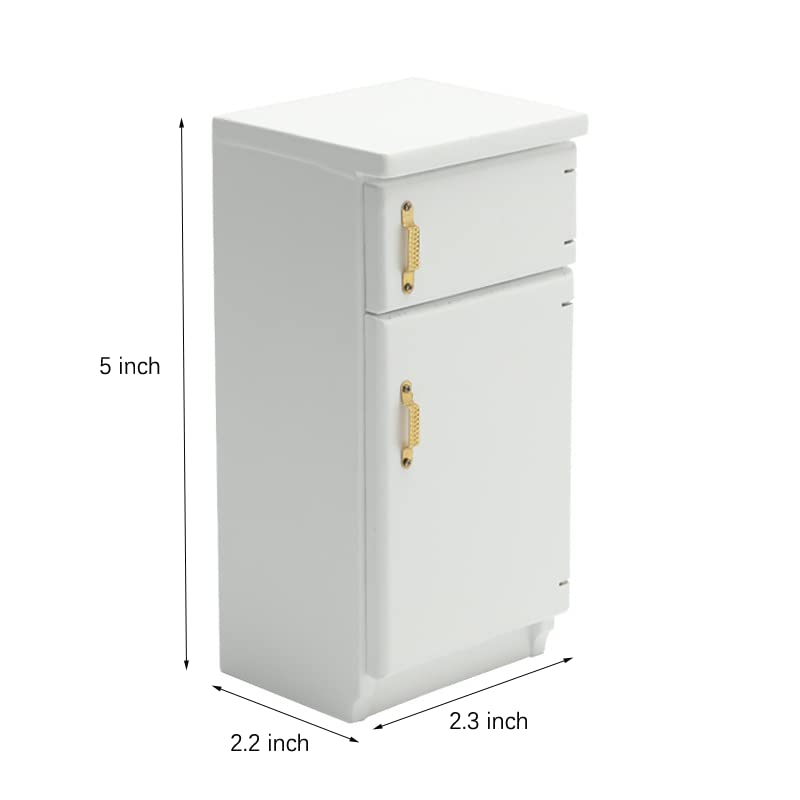 Wooden Dollhouse Furniture Refrigerator Miniature Playhouse Decoration Living Dining Room- 1/12 Scale