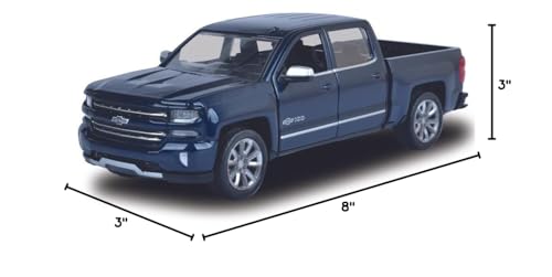 Motormax 2018 Chevrolet Silverado LTZ Pickup Truck Diecast Model Car 8" Blue Metallic 100 Years Anniversary Model 79353BL