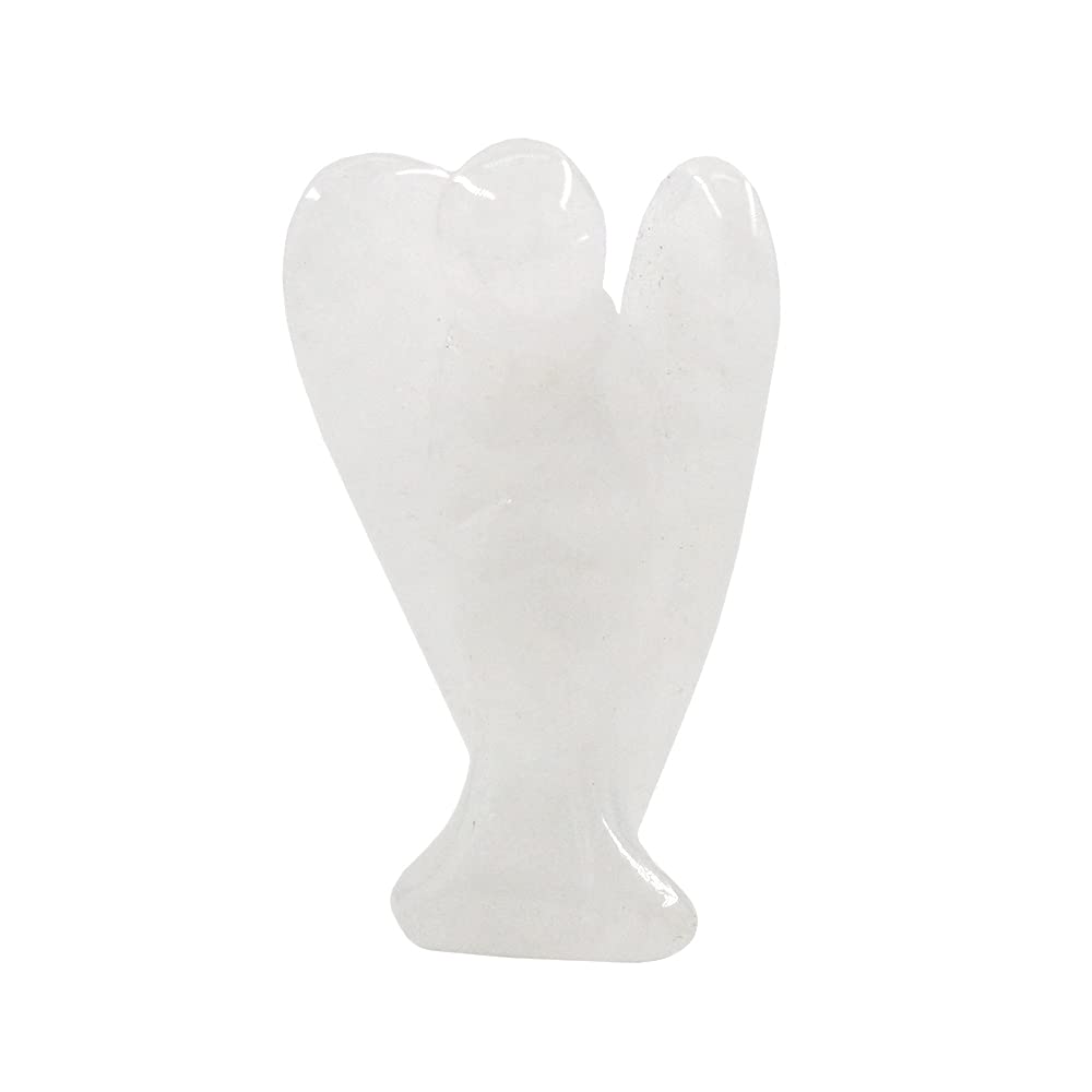 Ouubuuy White Jade Crystal Angel Figurines Statues Natural Gemstone Carved Pocket Guardian Angel 1.5 inch for Healing Reiki Spir